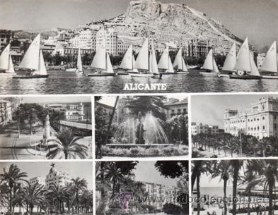 Postkarten: ALICANTE - 7 FOTOS - N&ordm; 1-A - ED. SANCHEZ - A&Ntilde;OS 50 - ESCRITA -
