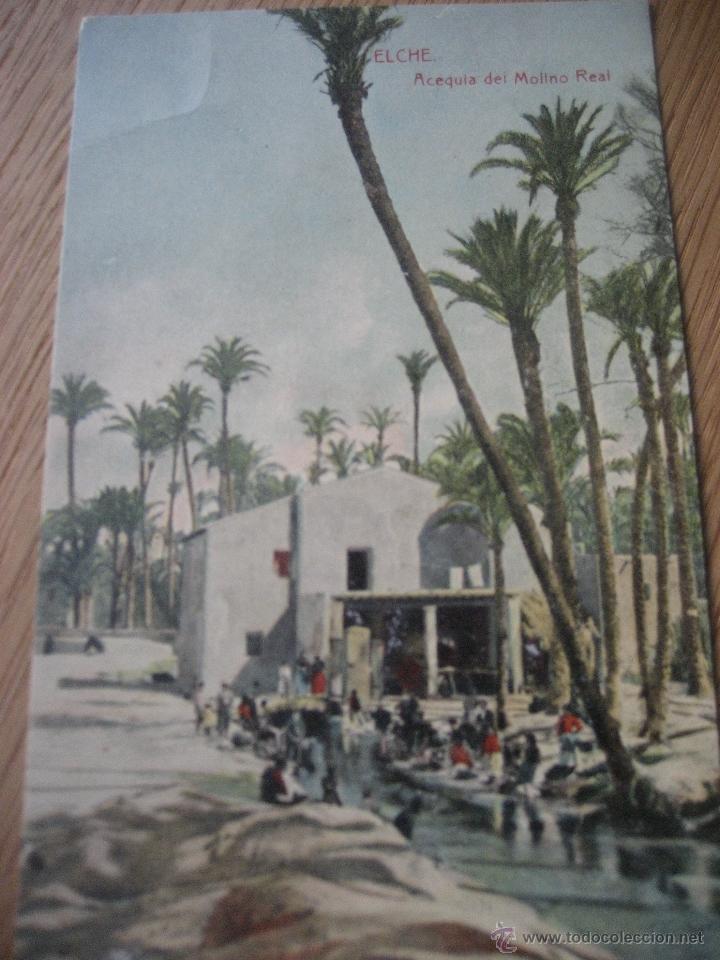 Postcards: Elche . Acequia del Molino Real. Fototipia Thomas. Escrita