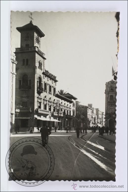 Postkarten: Antigua Postal Fotogr&aacute;fica - Castell&oacute;n de la Plana. Plaza del Caudillo y Casino Antiguo - Circulada