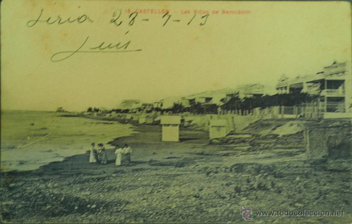 Postais: BENICASIM - CASTELLON - LAS VILLAS - FOTOGRAFIA IMPRESA CIRCULADA Y DORSO DIVIDIDO