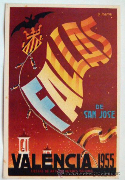 Postales: Postal de Fallas de Valencia 1955 - Foto 1