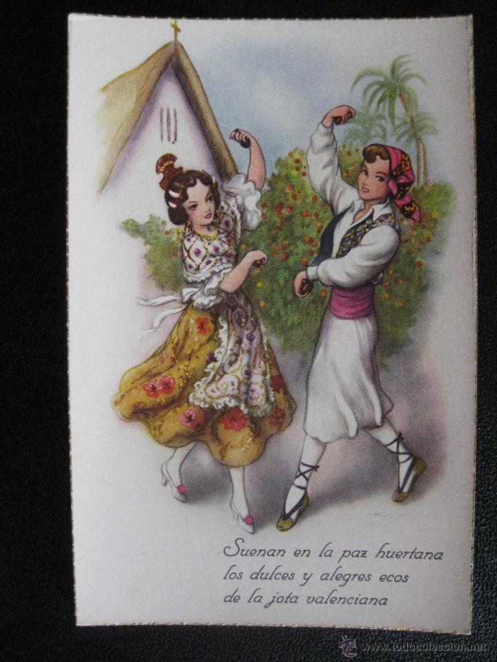 Cartoline: POSTAL PAREJA FALLERA DANZAS VALENCIANAS