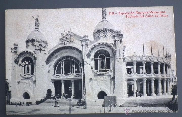 Postales: POSTAL DE LA EXPOSICI&Oacute;N REGIONAL VALENCIANA - FACHADA DEL SAL&Oacute;N DE ACTOS