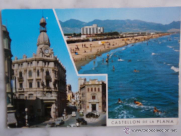 Postkarten: postal castellon plaza del caudillo  y playa del pinar escrita