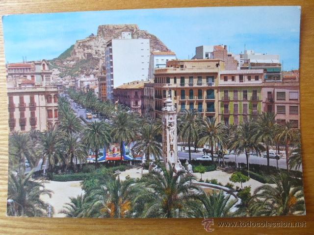 Postcards: Alicante. Plaza de los Luceros y avenida de Alfonso el Sabio.