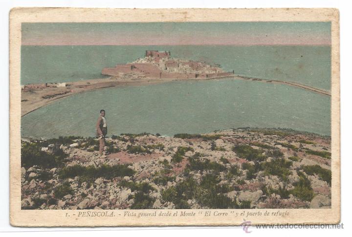 Postkarten: PE&Ntilde;ISCOLA .- VISTA GENERAL DESDE EL MONTE EL CERRO Y EL PUERTO DE REFUGIO .- FOTO L. ROISIN N&ordm; 1