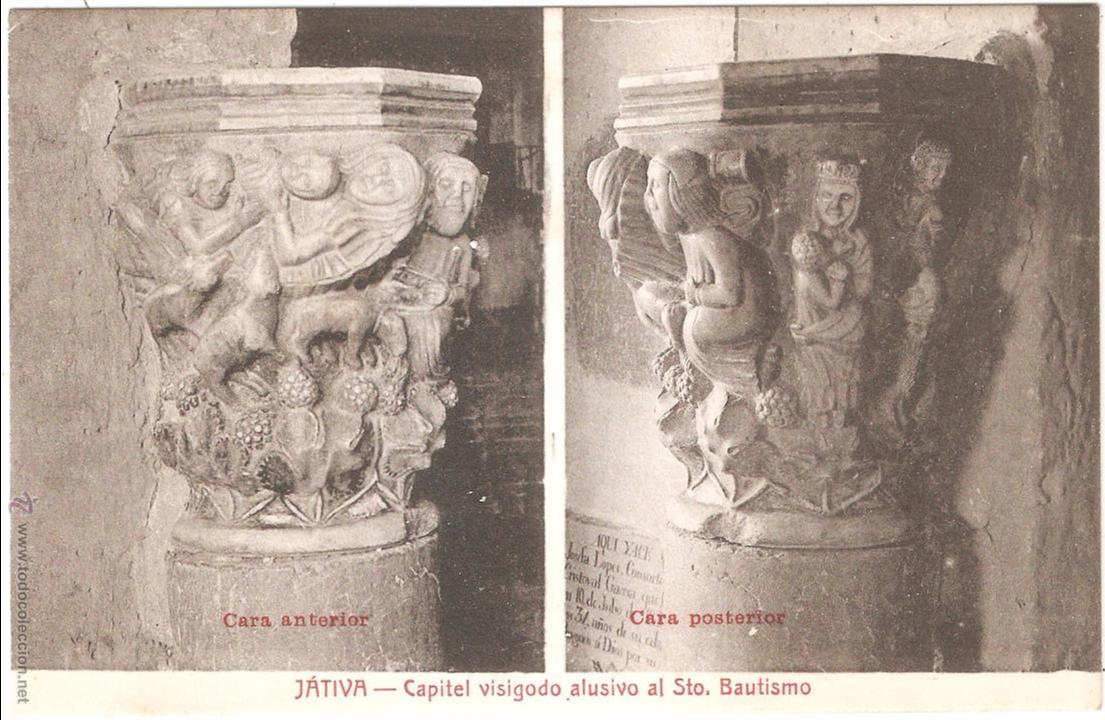 Postales: JATIVA CAPITEL VISIGODO ALUSIVO AL STO. BAUTISMO
