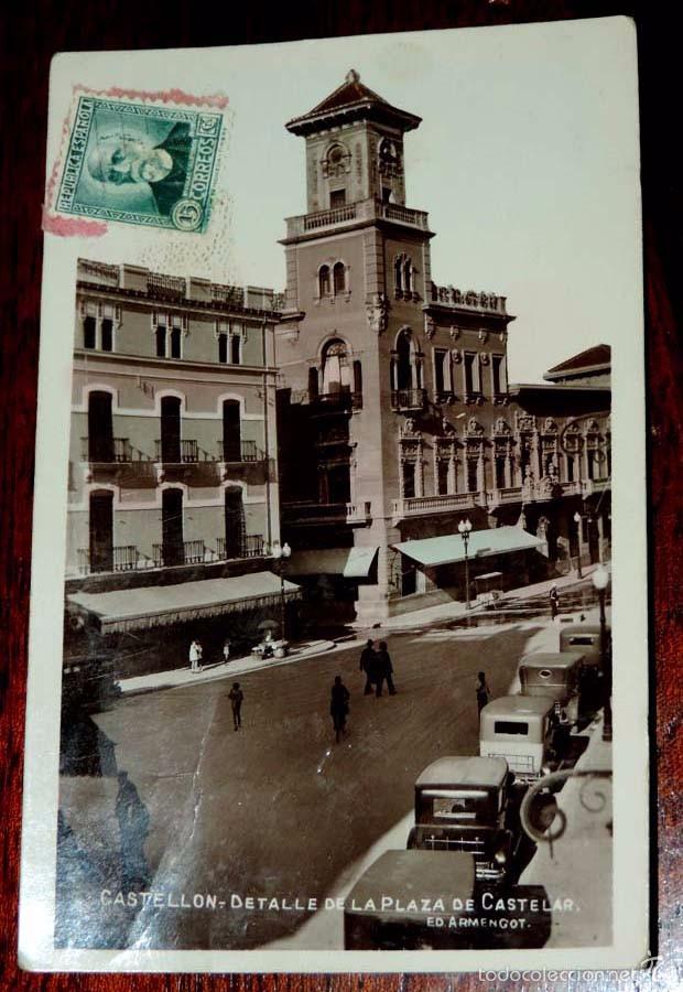 Postais: FOTO POSTAL CASTELLON, DETALLE DE LA PLAZA DE CASTELAR, ED. ARMENGOT, ESCRITA EN 1936
