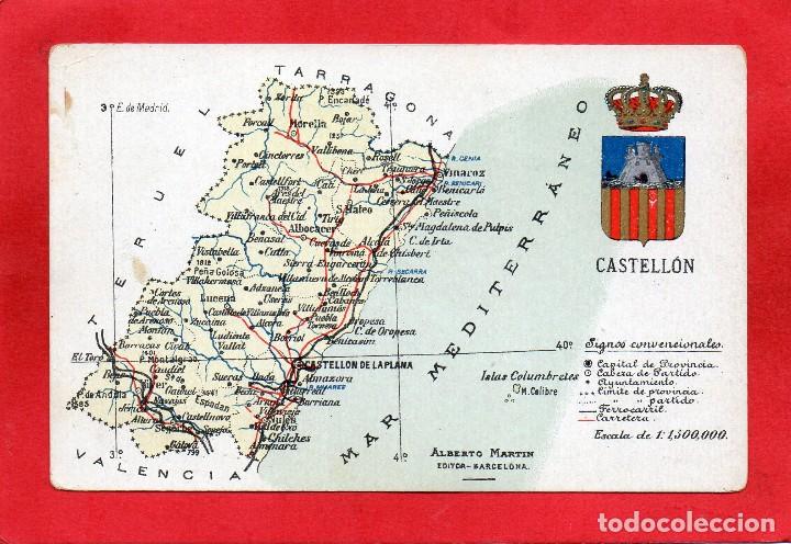 Postales: castell&oacute;n. mapa y escudo - Foto 1