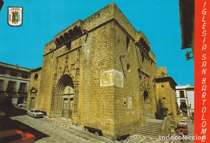 Cartes Postales: JAVEA - IGLESIA PARROQUIAL SAN BARTOLOME - COCHE SEAT CITROEN - ED. HNS GALIANA - A&Ntilde;O 1975 - NUEVA