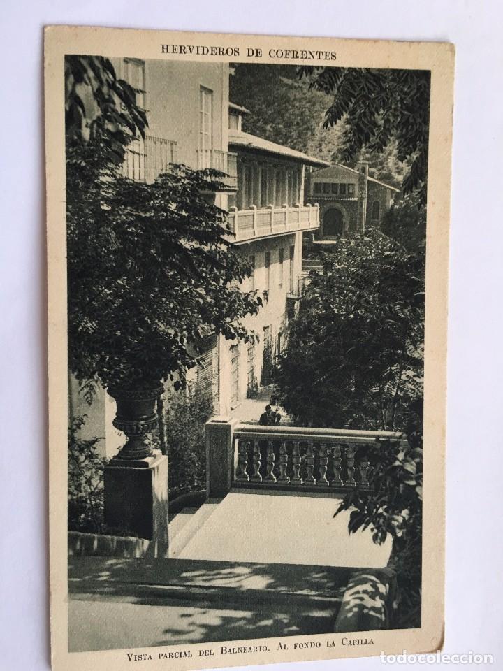 Postkarten: RM400 TARJETA POSTAL ORIGINAL HERVIDEROS DE COFRENTES VISTA PARCIAL DEL HOTEL AL FONDO DE LA CAPILLA