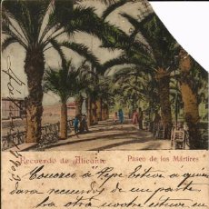 Postales: MUY ANTIGUA POSTAL DE ALICANTE. AÑO 1903. PASEO DE LOS MARTIRES.. Lote 96369739