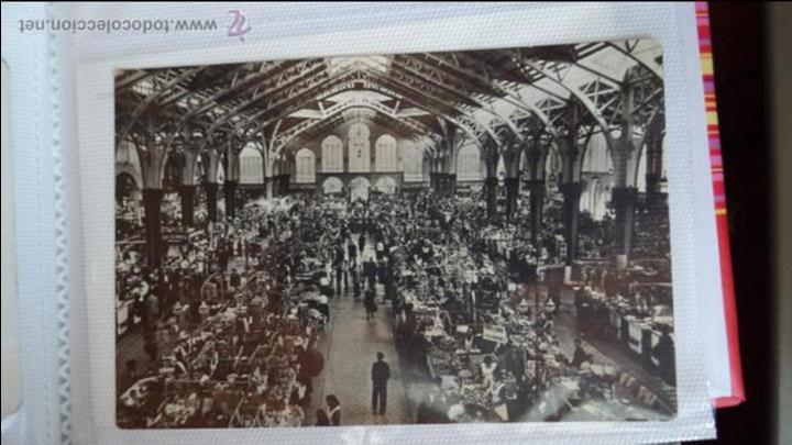 Postais: POSTAL DE VALENCIA. INTERIOR DEL MERCADO. A&Ntilde;OS 60. CIRCULADA