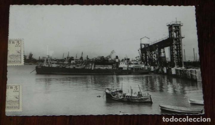 Postais: FOTO POSTAL DEL PUERTO DE SAGUNTO, MUELLE CARGA, CIRCULADA. CLICHE LOPEZ EGEA.