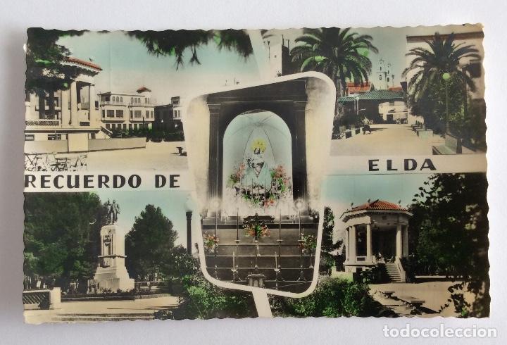 Postales: POSTAL FOTOGR&Aacute;FICA COLOREADA MULTIVISTA. RECUERDO DE ELDA. ALICANTE.