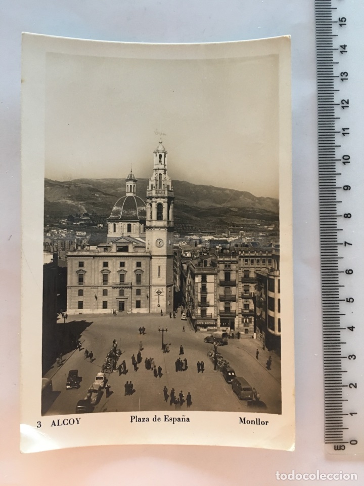 Postcards: POSTAL. ALCOY. Plaza de Espa&ntilde;a. MONLLOR. H. 1950?