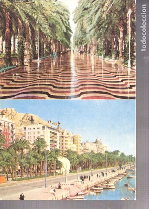 Postales: Explanada de Espa&ntilde;a y Puerto. Alicante.