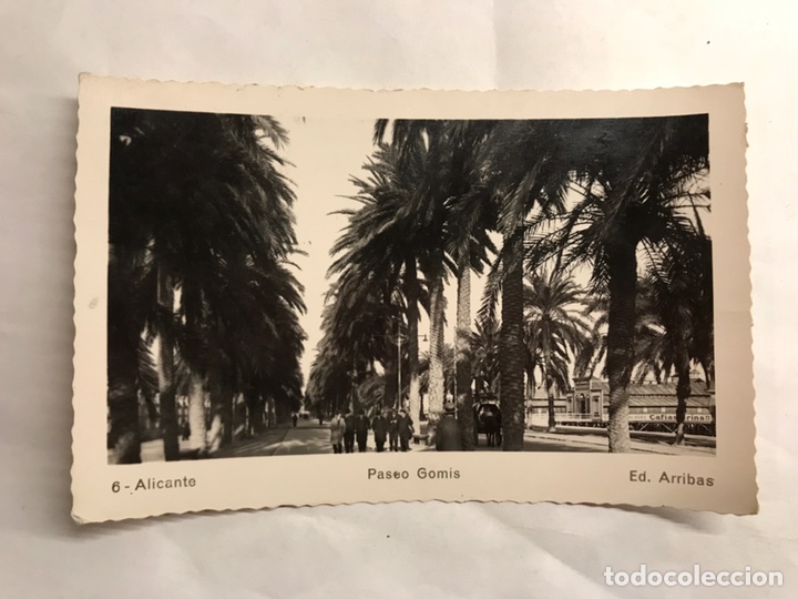 Postcards: ALICANTE. Postal No.6, Paseo Gomis. Edita: ediciones Arribas (h.1940?)