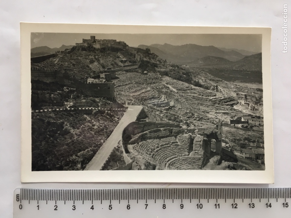Postkarten: POSTAL. SAGUNTO. VISTA PARCIAL DEL CASTILLO Y TEATRO ROMANO. PAP. PELLICER. H. 1945?.