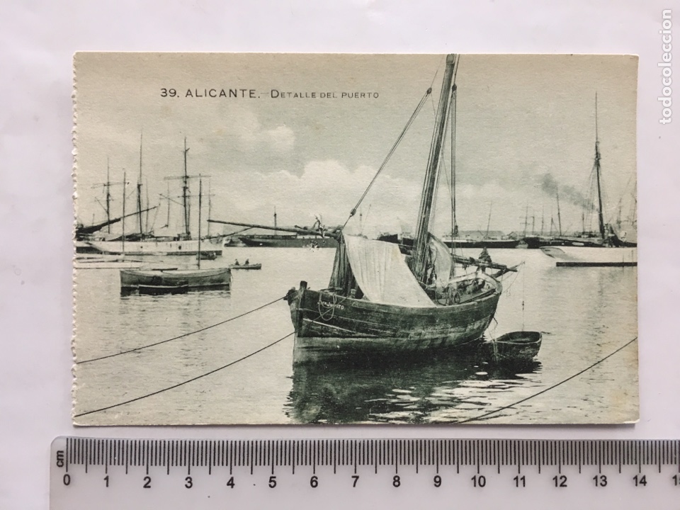 Postkarten: POSTAL. ALICANTE. DETALLE DEL PUERTO. PAPELER&Iacute;A MARIMON. H. 1925?.