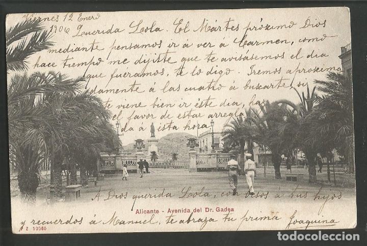 Postkarten: ALICANTE-AVENIDA DEL DR GADEA-PZ 10065-REVERSO SIN DIVIDIR-POSTAL ANTIGUA-(59.733)