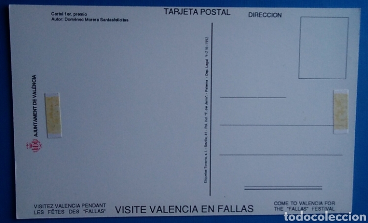 Postales: Postal Valencia fallas 1992 - Foto 2