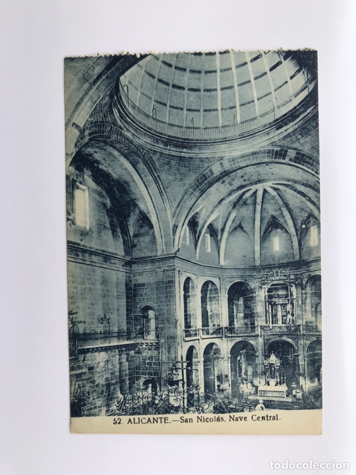 Postcards: ALICANTE. Postal Animada No.52, San Nicolas. Nave Central. Edita: Papeler&iacute;a Marimon (h.1930?)