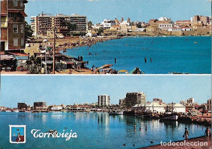 Postcards: TORREVIEJA, PUERTO Y PLAYA - CAMPA&Ntilde;A CYP 7901 - CIRCULADA