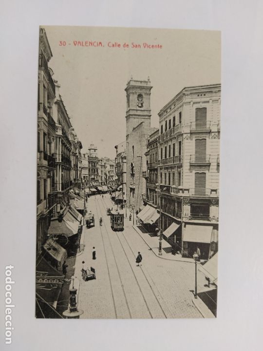 Postkarten: VALENCIA-TRANVIA-CALLE DE SAN VICENTE-30-THOMAS-VER REVERSO-(63.220)