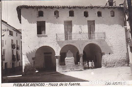 Postcards: POSTAL PUEBLA DE ARENOSO PLAZA DE LA FUENTE