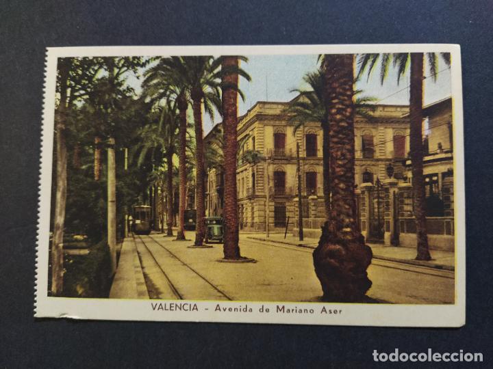 Postais: VALENCIA-AVENIDA DE MARIANO ASER-TRANVIA & COCHE-JDP-POSTAL ANTIGUA-(65.359)