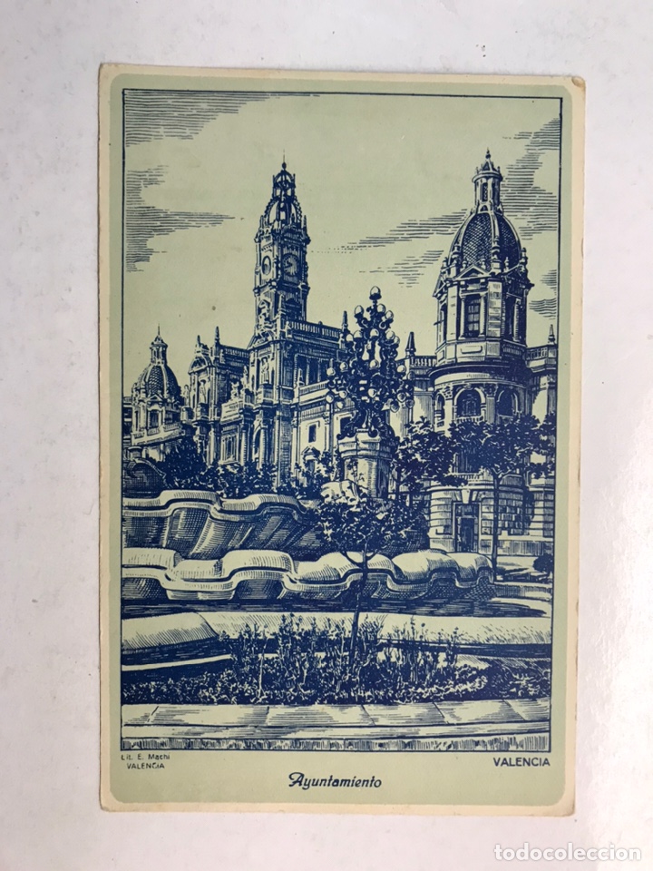 Postkarten: VALENCIA. Postal Ayuntamiento. Lit. E. Machi, Edita: JDP (h.1940?) Sin Circular