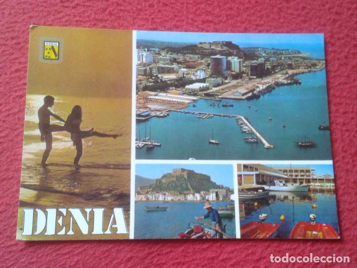 POSTAL POST CARD DE DENIA ALICANTE ATARDECER VISTA AÉREA ASPECTOS ESCRITA Y CIRCULADA CON SELLO..... (Postales - España - Comunidad Valenciana Moderna (desde 1940))