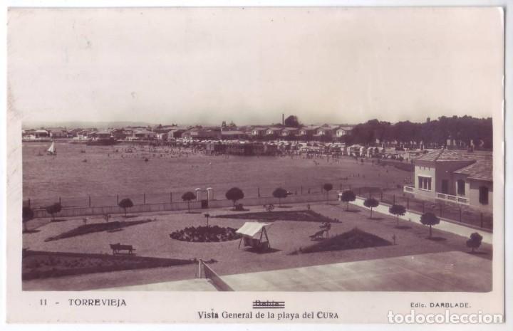 Postkarten: Torrevieja (Alicante): Vista general de la Playa del Cura. Edic. Darblade. Circulada (A&ntilde;os 50)