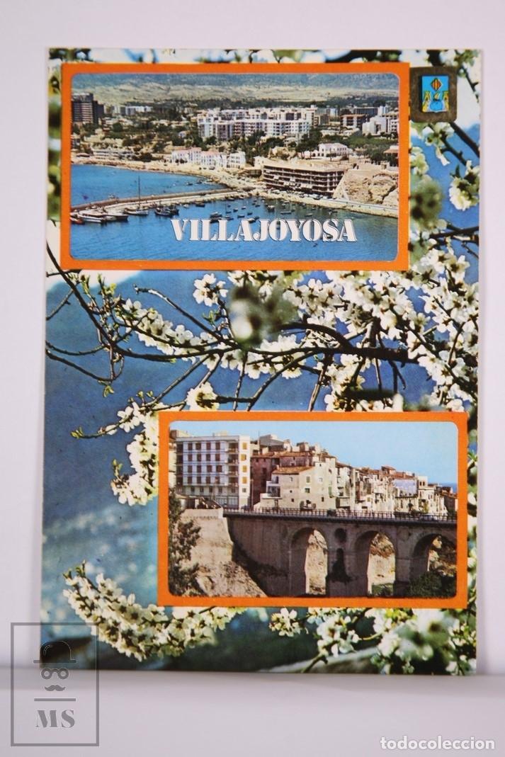 Postales: Postal Villajoyosa A&ntilde;os 70 - Composici&oacute;n Vistas - Vista A&eacute;rea Puerto y Puente - Ed. Subirats