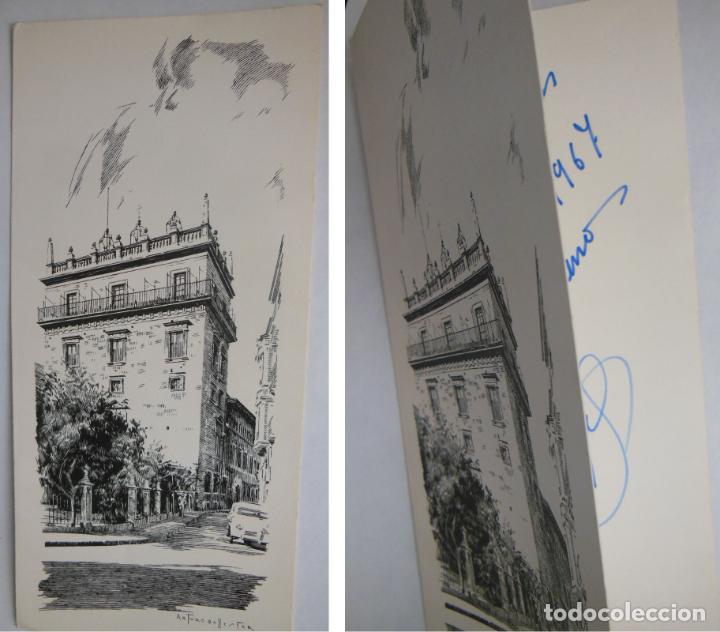 Postales: PALACIO DE LA GENERALITAT. BALLESTER Arturo (dibujo) 1966. 25x11 cm