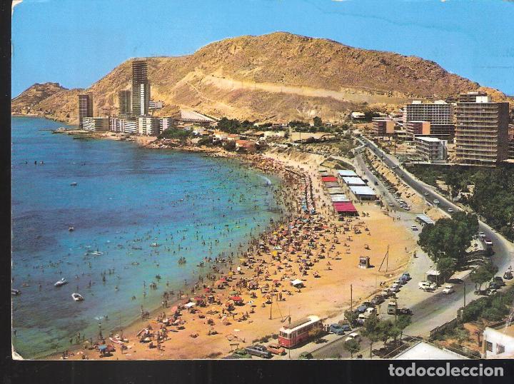 Postais: Playa de la Albufereta. Alicante. Fechada en 1966. Sello.