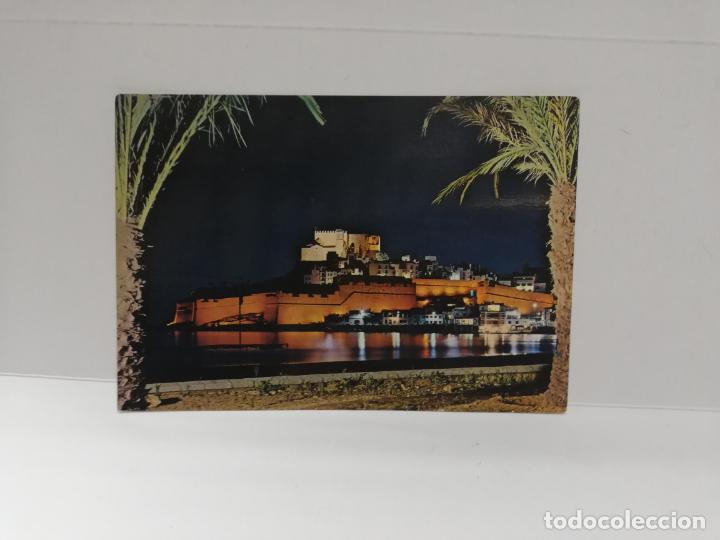 Postkarten: TARJETA POSTAL. PE&Ntilde;ISCOLA. CASTELLON. VISTA NOCTURNA.