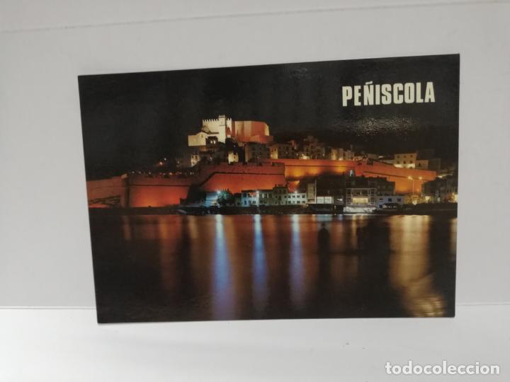Cartes Postales: TARJETA POSTAL. PE&Ntilde;ISCOLA CASTELLON. CASTILLO POR LA NOCHE.