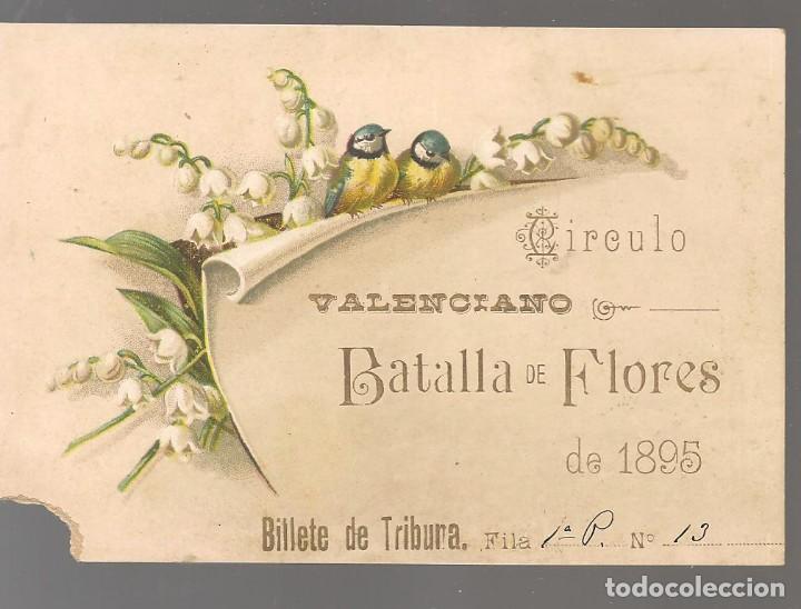 Cartoline: 02652 billete de tribuna batalla de flores 1895 CIRCULO VALENCIANO, un extremo cortado