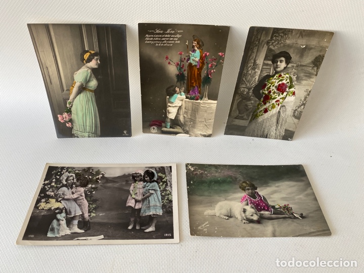 Postais: Lote de cinco postales antiguas Fotograf&iacute;as coloreadas PRINCIPIOS Siglo XX
