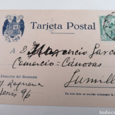 Postales: VALENCIA. POSTAL COMERCIAL A JUMILLA. MURCIA. 1950.. Lote 252414430