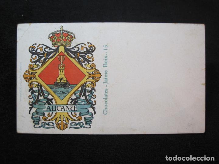 Postkarten: ALICANTE-ESCUDO-DIBUJO TRIADO-CHOCOLATES JAIME BOIX-REVERSO SIN DIVIDIR-POSTAL ANTIGUA-(80.396)