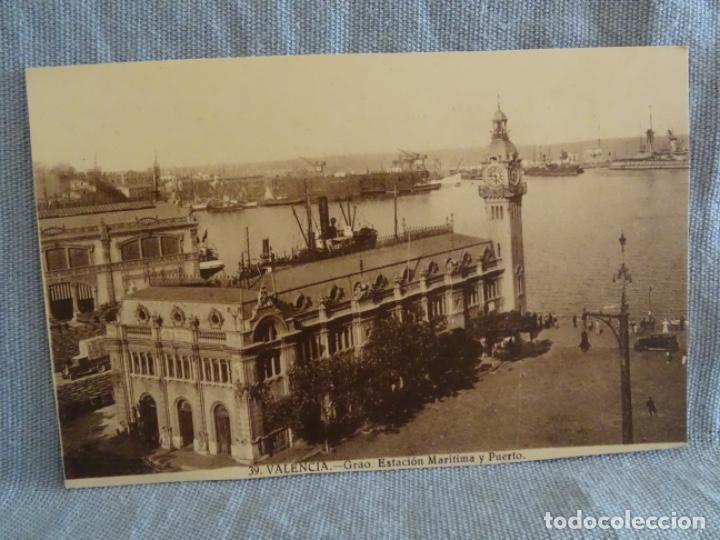 Postkarten: VALENCIA. 39. GRAO. ESTACI&Oacute;N. MARITIMA Y PUERTO. GRAFOS.