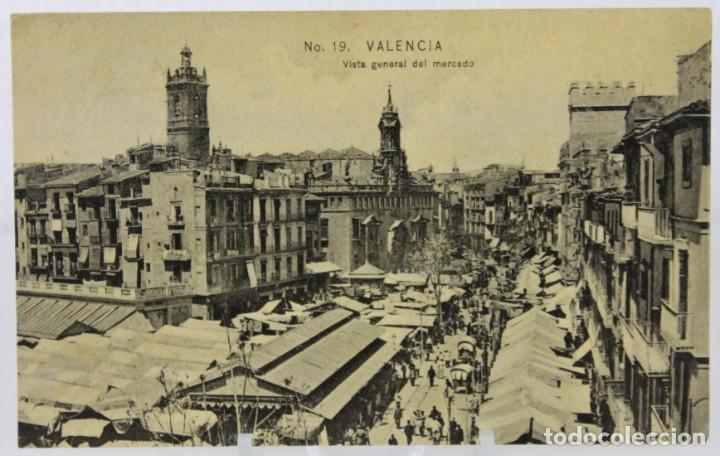 VALENCIA VISTA GENERAL DEL MERCADO Nº19. COLECCIÓN E.B.P. CIRCULADA EN DICIEMBRE DE 1908 (Postales - España - Comunidad Valenciana Antigua (hasta 1939))