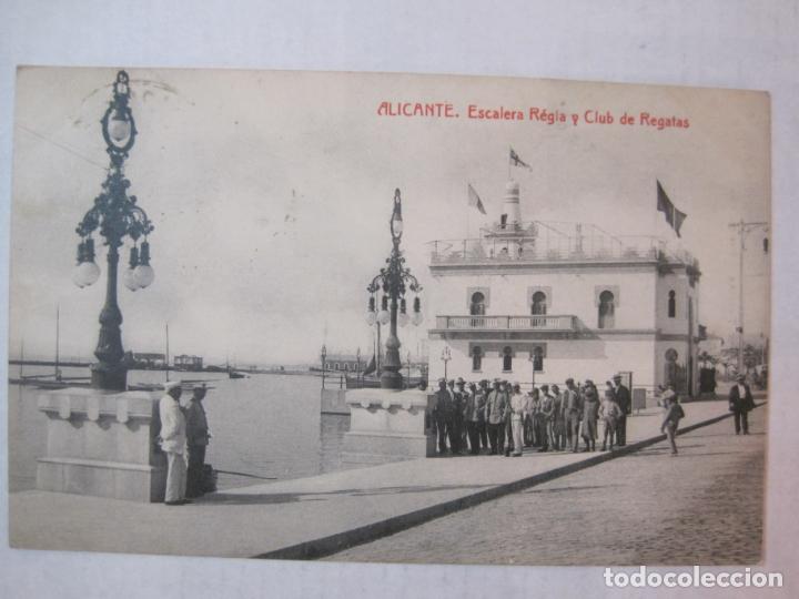 Postais: ALICANTE-ESCALERA REGIA Y CLUB DE REGATAS-THOMAS-POSTAL ANTIGUA-(86.573)
