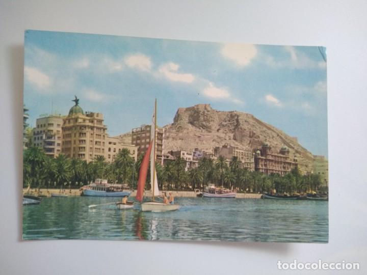 Postais: Postal alicante puerto, explanada y castillo