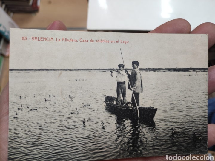 Postkarten: Postal la albufera-caza de vol&aacute;tiles en el lago-a&ntilde;os 20 valencia-14x9