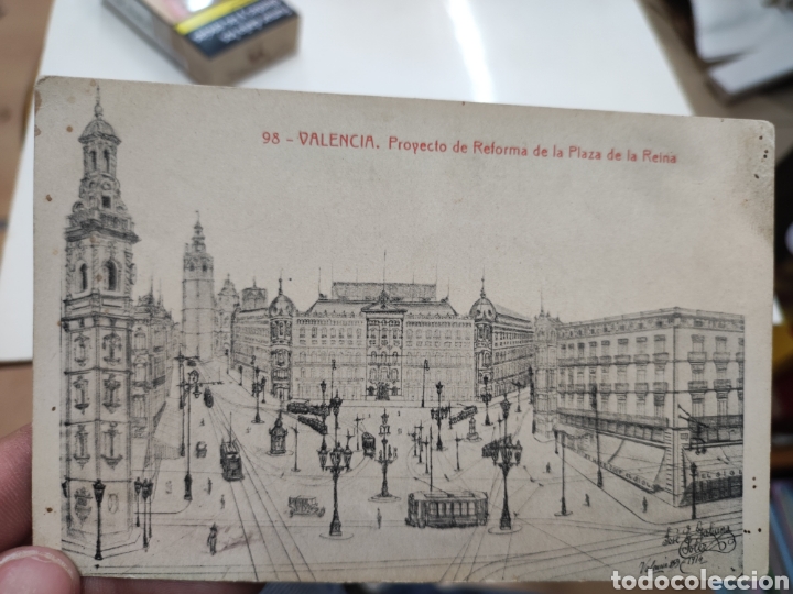 Postais: Postal proyecto de reforma de la plaza de la reina(Valencia)a&ntilde;os 20,14x9