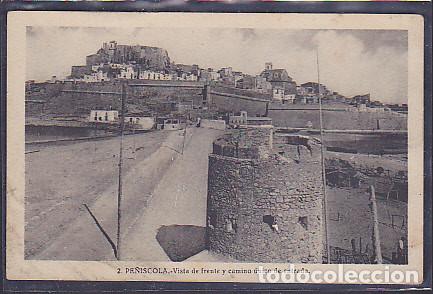 Cartes Postales: POSTAL PE&Ntilde;ISCOLA VISTA DESDE FRENTE Y CAMINO UNICO DE ENTRADA